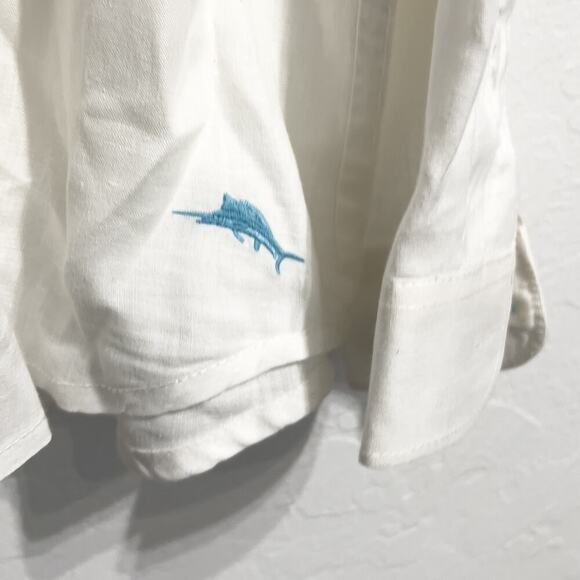 Tommy Bahama Linen Shirt Mens XL White Button Up Long Sleeve Pocket Vacation - Picture 7 of 9